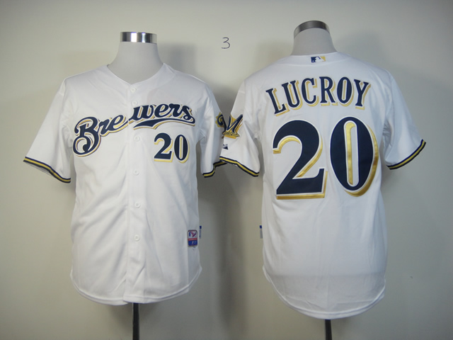 Men Milwaukee Brewers #20 Lucroy White MLB Jerseys